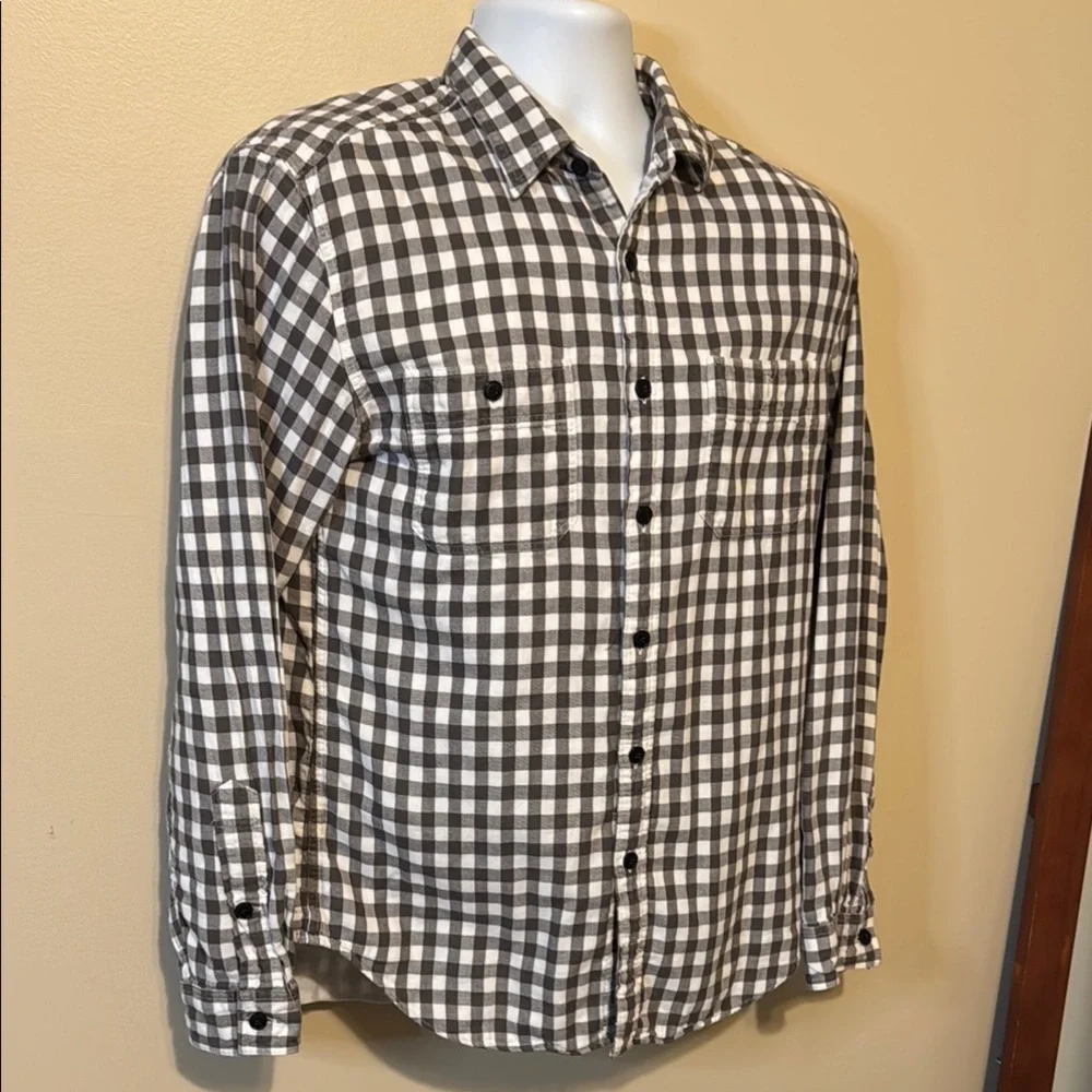 J. Crew White and Gray Casual Button Down Shirt